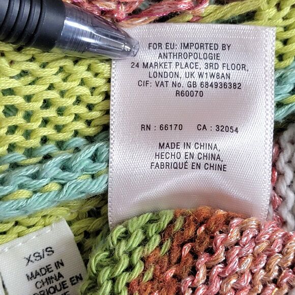 Anthropologie Rosie Neira Sweater Womens XS/S Green Chevron Sleeveless Cardigan - Picture 15 of 15